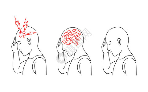 用矢量来说明一个人头痛和脑炎症发作的病历 20神经红色图表疾病压力男性插图男生卫生男人插画