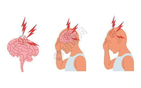用矢量来说明一个人头痛和脑炎症发作的病历 20插图男性压力心理学炎症症状脑炎男人信息卫生插画