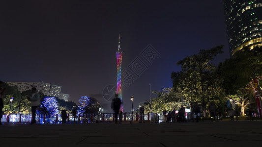 广州从化从珠江新城看广州塔新广州美丽的夜景 新广州令人惊叹的夜景 漂亮的景观 高大的高楼大厦以及夜间美妙的灯光设计天际市中心旅行夜空建筑背景