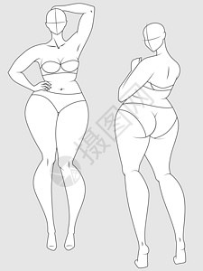 加大小 10 的大小 10 头型时装图样模板衣服插图多样性女性绘画人体尺寸数字模型身体插画