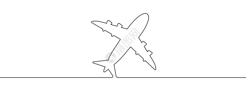 飞机图标的连续线条绘制 飞机连续线图标航空公司飞机场绘画艺术航空飞行客机假期旅行实线设计图片