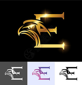 金鹰女神金鹰形圆形逻辑字母 E 矢量符号设计图片