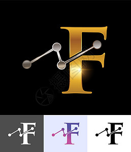 黄金技术金色音象Logo字母F背景图片