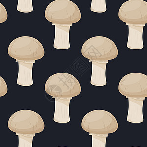 矢量无缝模式与黑色的香菇 无缝纹理 手绘卡通香菇 纺织品 墙纸 印刷品的设计模板艺术蔬菜孩子们蘑菇插图义者食用菌打印卡通片手绘背景图片