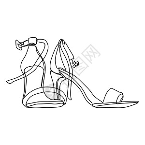 妇女鞋线艺术矢量插图高清图片