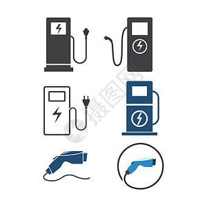 电气充电站图标插头收费插图活力车辆运输电缆电池技术笔芯背景图片