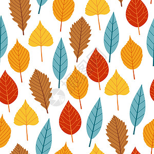 秋叶和树枝无缝无缝模式矢量季节风格墙纸艺术纺织品织物叶子插图装饰品植物背景图片