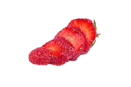 切片草莓绿色蔬菜红色植物种子叶子食物白色水果浆果背景图片