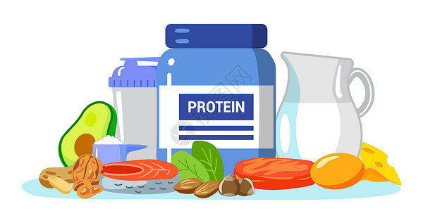 花生核桃牛奶蛋白因病媒说明 氨基酸食品菜单插画
