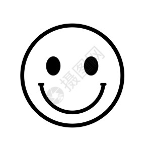 幸福图标微笑图标向量 面部表情符号 笑声矢量图标 白色和黑色笑脸插画