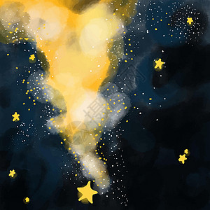 丽星邮轮美丽的星丽天空地貌滑雪的恒星抽象手画水彩色空间星系插画