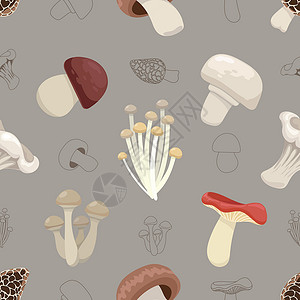 蘑菇包装无缝涂面的蘑菇卡通画图案插画