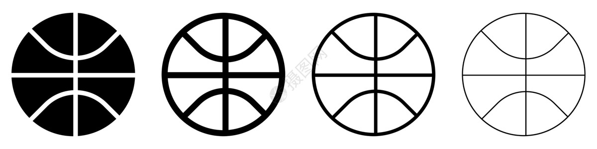薄皮黑桃篮球图标设置 篮球孤立图标 矢量插图黑色圆形白色闲暇标志竞赛比赛团队乐趣娱乐插画