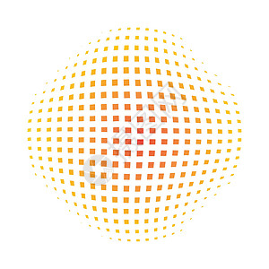 丝网印具有半调点效果的黄色抽象圆 矢量说明插画