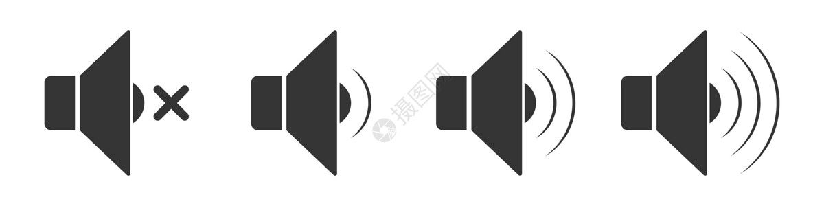 音量图标 扬声器音量图标玩家按钮界面网络插图喇叭嗓音白色扩音器数字化背景图片