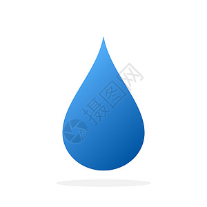 蓝色水滴图标 矢量图解雨滴白色液体插图标识环境背景图片