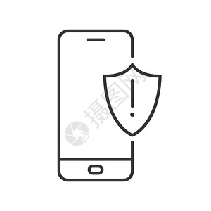 带屏蔽图标的智能手机 带有保护符号的智能手机设计图片