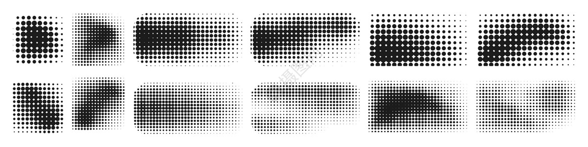 半调效果设计元素 抽象形状黑色流行音乐艺术流行标签装饰创造力标识框架邮票背景图片