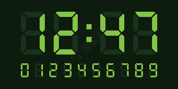 诚信经营字体平面样式的数字时钟数字图标插图 孤立背景上的液晶手表矢量插图 时间警报标志的经营理念商业小时电子监视字母计算器屏幕互联网电脑白色插画