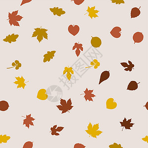 无缝模式与橡子和秋天的落叶 非常适合墙纸 礼品纸 图案填充 网页背景 秋季贺卡 矢量插图背景图片