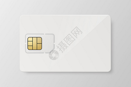 电话名片素材矢量 3d 逼真的白色塑料卡和 Sim 卡模板 隔离 用于样机 品牌的塑料卡 Sim 卡设计模板 正视图插画