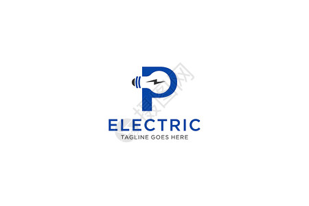 P 信灯和闪电灯的Logo设计 电子博尔特字母 Logo背景图片