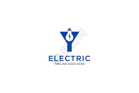 Y 带灯泡和闪电灯的函式Logo设计 电子博尔特函式Logo背景图片