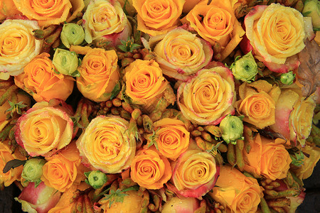 婚礼的黄色婚嫁花朵安排背景图片