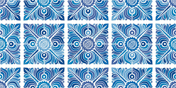 呼和塔拉几何花岗装饰 无缝模式 您设计时的种族背景正方形蓝色花纹织物墙纸打印制品风格叶子陶瓷插画