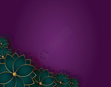 紫色背景的金绿色花朵背景图片