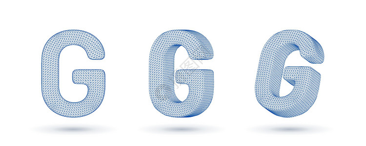 字母g 钢铁框架高多边形大纲低多色风格矢量插图背景图片