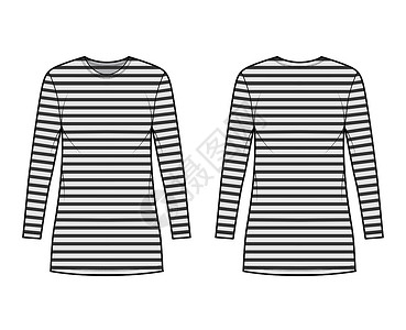 穿着水手技术时装插图 有条纹 长袖 体积过大 小铅笔裙服饰女孩衣服计算机太阳裙海洋裙子海军设计女性背景图片