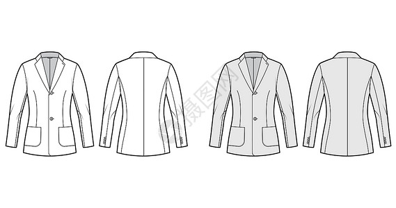 拉面师Blazer穿戴的防弹衣符合技术时装图解 单胸 长袖 有标记的拉面 贴口袋西装工作男人定制衬衫外套大衣绅士套装领带设计图片