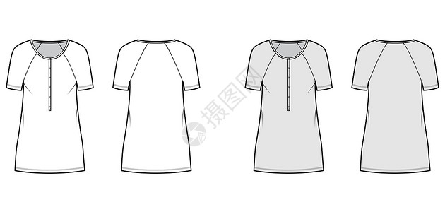 项圈技术时装插图 用短的拉布兰袖子 超大体积 小铅笔裙设计计算机吊带衬衫太阳裙女性棉布长袍服饰纺织品背景图片