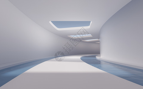 年俗之接灶神里面有水的空房间 3D翻接途径入口平台几何学推介会房子化妆品阴影车削曲线背景