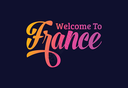 欢迎来到异世界欢迎来到法国 Word Text 创意字体设计说明 欢迎签署  info tooltip标签首都旅行横幅国家紫色卡片丝带城市明信插画