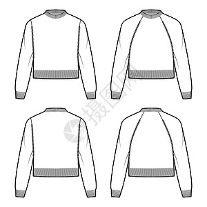 一套Rib渔民种植的Sweaters技术时装图解 机身 长拖衣袖 腰围背景图片