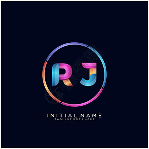RjRJ 字母标志图标设计模板元素标识标签字体网络卡片推广插图身份艺术商业设计图片