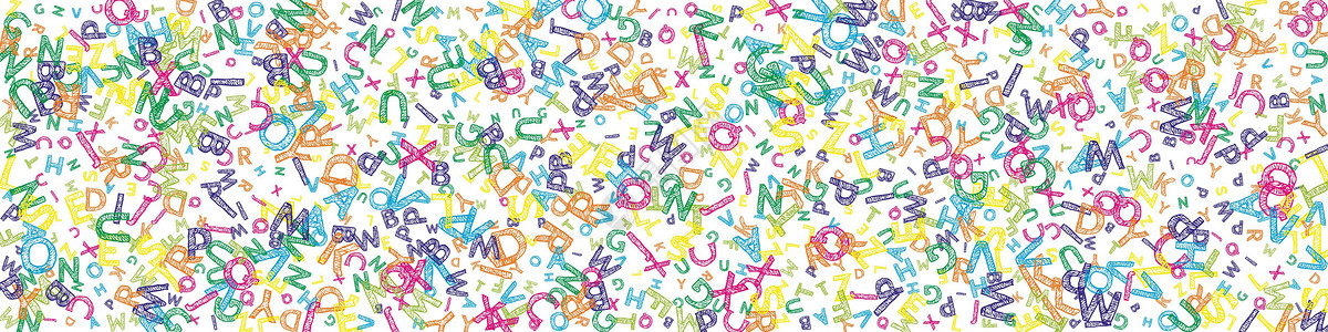 下降的英语字母 五颜六色的凌乱草图飞舞着拉丁字母的单词 外语学习概念 值得注意的回到白色背景上的学校横幅背景图片