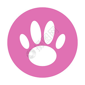 小猫脚印粉红爪图标 Paw按钮 猫脚印 矢量插画