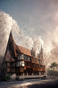 图多风格建筑 数字艺术 3D插图老家黑与白护柱家园英语旅游上市地标历史性王朝背景图片