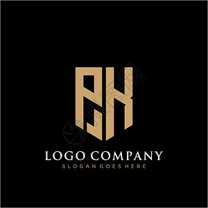 PK 字母标识图标设计模板元素网络公司插图创造力身份营销推广艺术品牌黑色背景图片