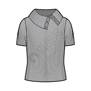 来这里一定瘦用短肋袖和体积过大的身体 来显示时尚技术插图 这里面有两根长的毛衣织物女性计算机设计服装衬衫袖子绘画球座女孩插画