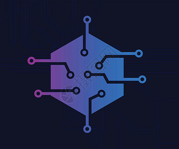 六边形技术 Logo 矢量图标  现代创造性和专业性创造力商业蓝色插图处理器墙纸网络电子坡度芯片背景图片