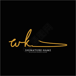WK 签名标签模板矢量字体团队身份公司书法艺术奢华商业写作标识背景图片