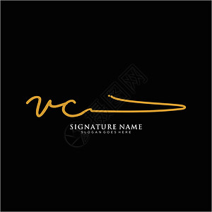 VC咀嚼片字母 VC 签名标签模板矢量团体字体写作团队商业刻字公司书法奢华风险设计图片
