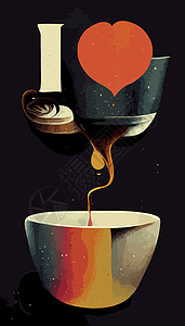 我很喜欢咖啡杯插图 国际咖啡日浓缩杯子喝咖啡咖啡艺术饮料杯背景图片