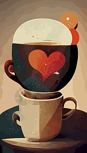 我喜欢咖啡杯插图 咖啡杯插图 国际咖啡日喝咖啡杯子浓缩艺术饮料杯咖啡背景图片