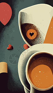 我喜欢咖啡杯插图 咖啡杯插图 国际咖啡日咖啡杯子艺术喝咖啡饮料杯浓缩背景图片