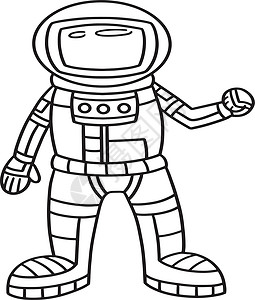 用于孩子们的宇航员孤立颜色页面插图图画书旅行者儿童星星太空手绘填色本绘画彩页背景图片
